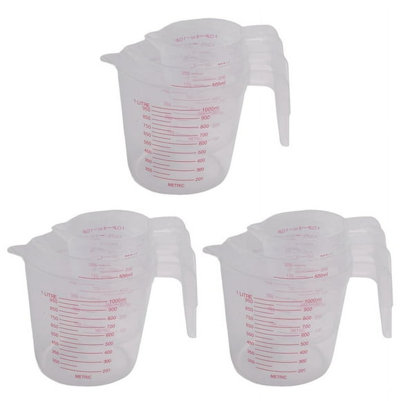 9Pc Plastic Measuring Jug Set Large 4 Cup, 2 Cup and 1 Cup Capacity Free Measuring Beakers with Angled Grip