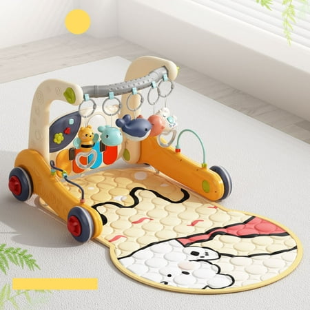 Babyomi Baby Gym Play Mat with Baby Learning Walker, Gym Baby Playmat with Musical Learning Toys and Kick and Play Piano for Infant Newborn, Gift 0-12 Months