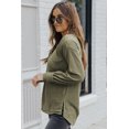 thumbnail image 3 of ABPHQTO Top holgado con bolsillos y cuello partido de punto gofrado verde para mujer, 3 of 5