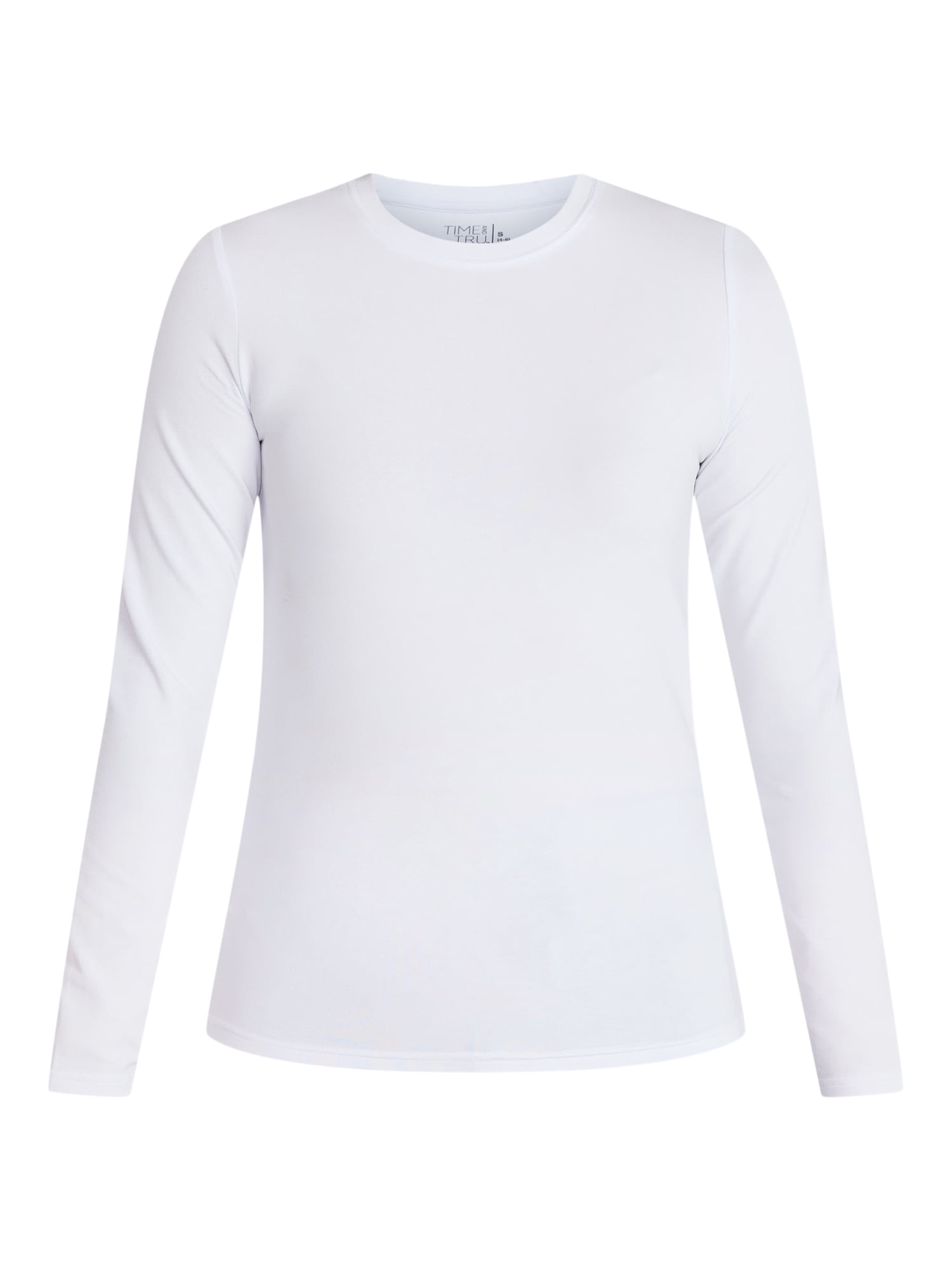 Time and Tru Women's Slim Crewneck Tee with Long Sleeves, Sizes XS-XXXL
