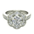 thumbnail image 5 of Solitaire Diamond Floral Halo Wedding Ring 14K White Gold (G,SI), 5 of 6