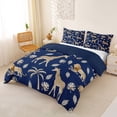 thumbnail image 3 of Castle Fairy Watercolor Elephant Giraffe Lion Duvet Cover King,Tropical Palm Leaves Wildlife King Bedding,Navy Cream,Navy Blue Reversible,3 Pieces,No Comforter,1 Duvet Cover and 2 Pillowcases, 3 of 6