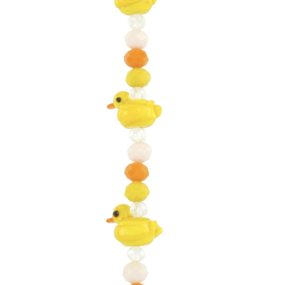 Bead Landing Yellow Duck Lampwork Glass Bead Mix - Handmade Farmhouse Beads with Spacer Beads for Jewelry Making & Crafts, 12 Pack