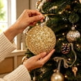 thumbnail image 5 of Large Gold Glitter Christmas Ball Ornament, 5.91 Inch Sparkling Hanging Bauble, Shatterproof Xmas Tree Decor, 5 of 9
