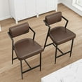 thumbnail image 4 of , Sillas Altas Tapizadas de Altura de Mostrador con Cojines Acolchados y Respaldo, Estructura de Metal para Isla de Cocina, Bar en Casa O Comedor, 4 of 9