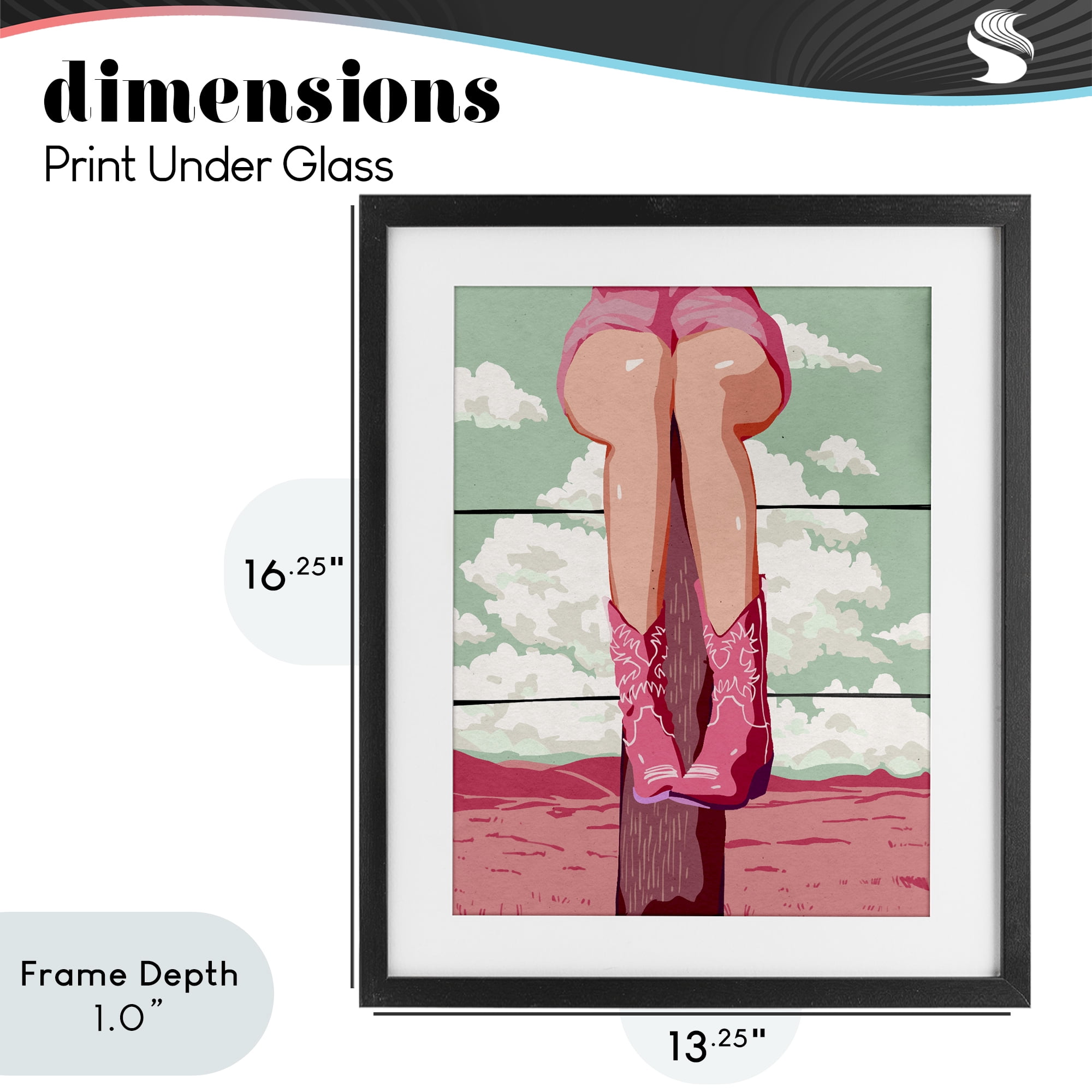 Stupell Industries Cowgirl on Fence Post Black Framed Print Under Glass, design by Ziwei Li