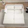 thumbnail image 3 of 73.6" White Convertible Sleeper Sofa Bed for Living Room, 3-in-1 Sectional Couch with Storage & USB-C Charging, Soft Corduroy Fabric, Apartment Furniture, 3 of 9