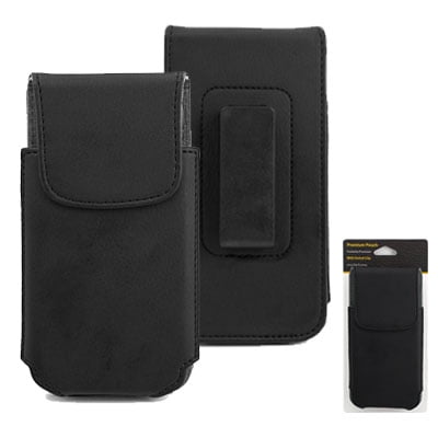 PU Leather Pouch/Holster for iPhone 12 Pro/SE (2020), Samsung S20 [Fits most 4.6"-5.3" sized screens] w/ Swivel Clip - Large