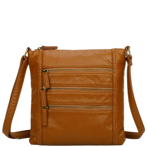 Ampere Creations Camile Three Zip Crossbody Bag - Light Brown