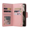 thumbnail image 2 of Allytech Google Pixel 7a Wallet Case with Zipper Pocket, Luxury PU Leather Flip Cover with Card Slots & Wrist Strap, Shockproof Kickstand Magnetic Buckle Protective Case for Women Men, Rosegold, 2 of 15