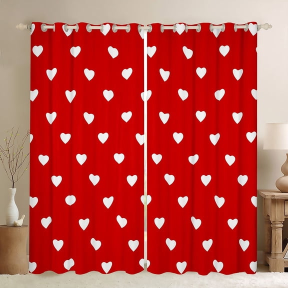 jejeloiu Romantic Heart Print Black Out Curtains,Happy Valentine'S Day Curtains Pack of 2 (42x63 Each),Kawaii Loves Pattern Bedroom Curtains For Girls Teens,Luxury Bedroom Decor