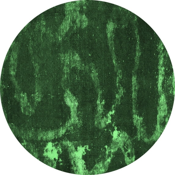 Ahgly Company Indoor Round Oriental Emerald Green Modern Area Rugs, 5' Round