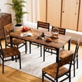 thumbnail image 2 of Juego de Comedor 7 Piezas Mesa y 6 Sillas Tapizadas, Tablero Nogal Claro Recubierto PVC, Estructura Metálica Pintura Negra Texturizada, 2 of 9