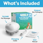 Handheld Pet Massager for Dogs and Cats by Tilcare - Electric Cat and Dog Massage Tool - Head and Back Scratcher for Relieving Tension, Tight Muscles and Stiffness with Four Rotating Massage Heads
