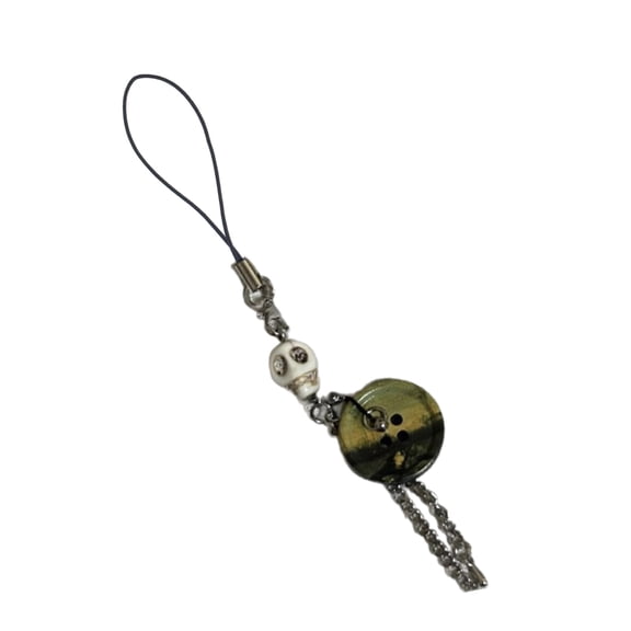 Vintage Skull Button Pendant Phone Charm Rope Phone Chain Strap Bag Decoration Lanyards Keychain Accessory