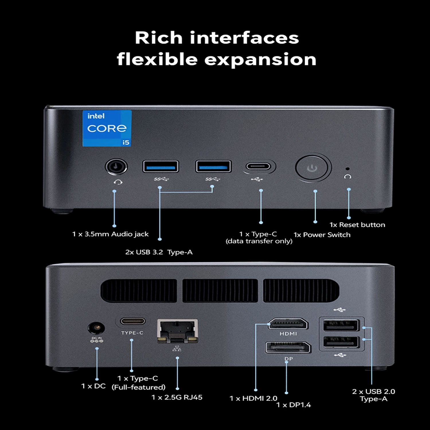 BRENUC N7A Mini Desktop PC, Intel Core i5-12600HX 32GB RAM, 1TB SSD, Wi-Fi 6/BT5.2/RJ45 2.5G/4K Triple Display Desktop PC