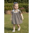 thumbnail image 4 of BemeyourBBs Girls Thanksgiving Dress Short Sleeve Turkey Embroidery Striped Dress, 4 of 9