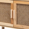 thumbnail image 6 of Baxton Studio Faulkner Mid-Century Modern Natural Brown Finished Wood and Rattan 2-Door Bookcase, 6 of 11