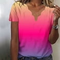 thumbnail image 2 of Shirts for Women Dressy Casual Clearance Shirts for Summer Women Fashion Gradient Neck Casual Short Sleeved Top Short Sleeved V-neck Top/Shirt, 2 of 5