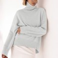 thumbnail image 5 of Lilgiuy Women's Turtleneck Pullover Sweaters 2023 Fall Winter Solid Color Long Sleeve Slouchy Oversized Knit Jumper Tops for Snowboarding Skiing, 5 of 5