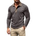 thumbnail image 5 of GEWSEY Mens Long Sleeve Polo Shirts Fashion Casual Raglan Button Polo Tee Collared Golf Shirt (Dark Gray, M), 5 of 9