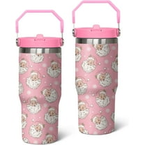 Christmas Gifts 30oz Tumbler Gifts for Women Men, Red Xmas Santa Claus Stainless Steel Insulated Cup, Top Handle and Flip Straw Water Bottle Mug Holiday Gift Ideal