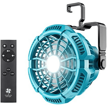 Portable Camping Fan for Makita 18V Li-ion Battery with 9W LED Work Light Hook