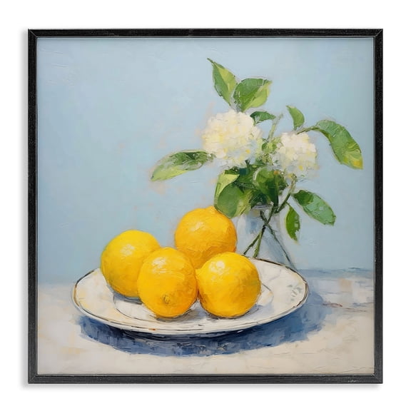 Stupell Industries Vase of Flowers and Lemons Black Framed Giclee Art, design by Creative Studio