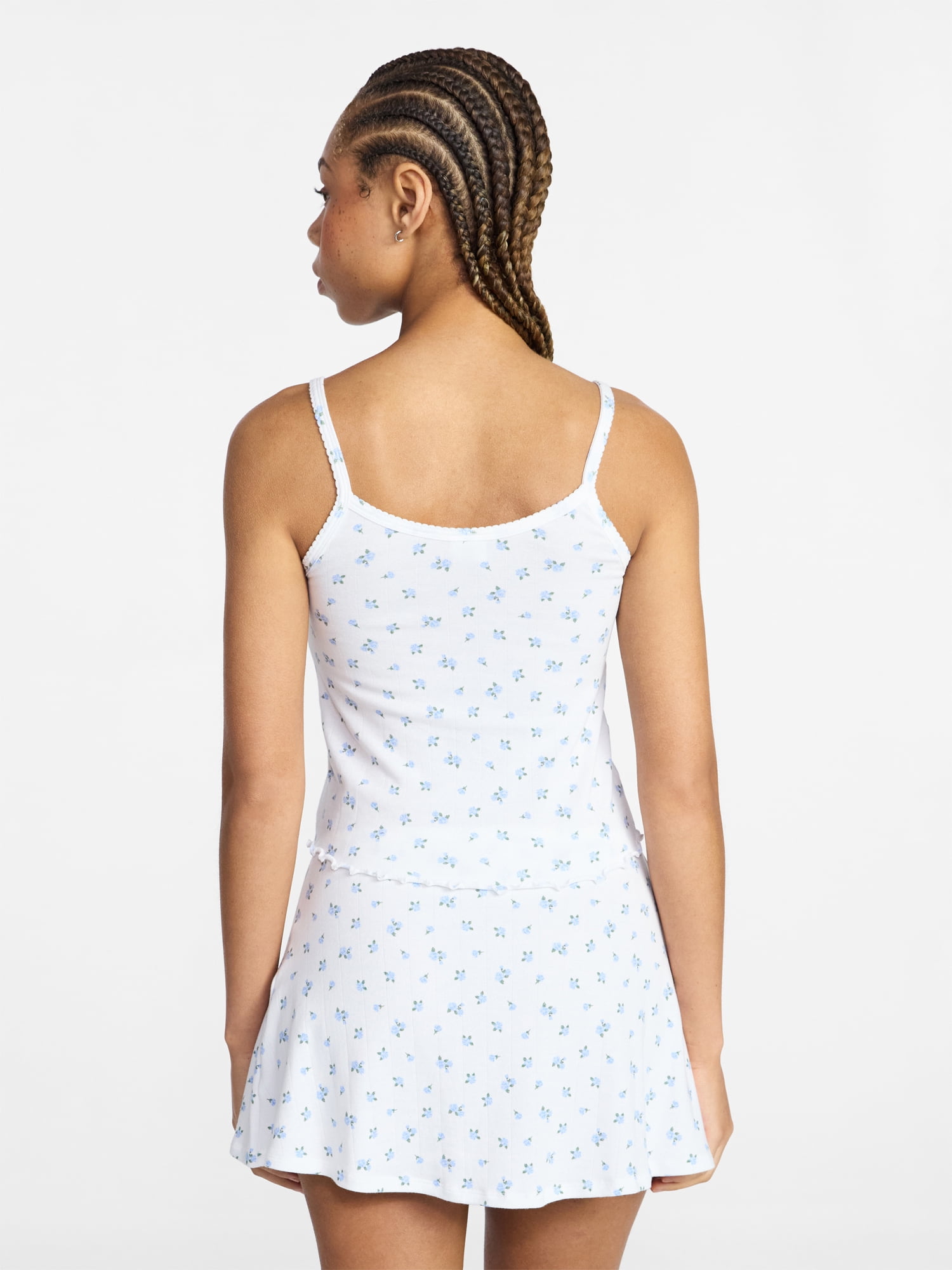 No Boundaries Cotton Stretch Drop Needle Strappy Tank Top, Women’s, Sizes XS-XXXL