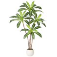 thumbnail image 1 of Yeshouse árbol artificial de drácena de 1,2 a 1,8 m con maceta alta blanca, planta de yuca falsa ideal para hogar, oficina, sala, entrada o porche, perfecta para decoración de interiores, 1 of 8