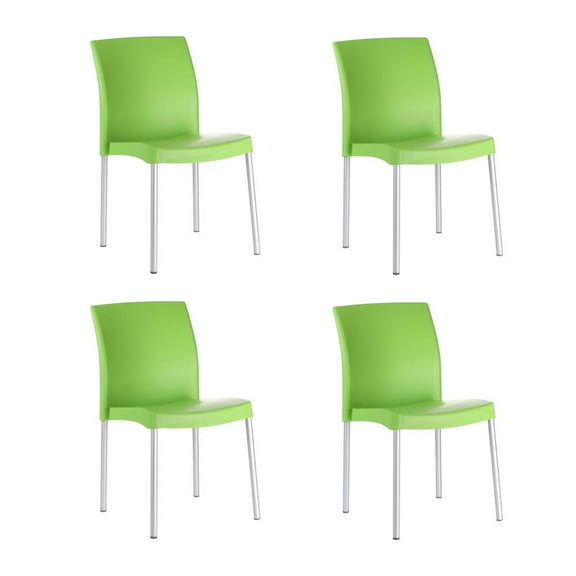 Juego de 4 Sillas Equipamiento en Muebles Polipropileno Verde Apilable
