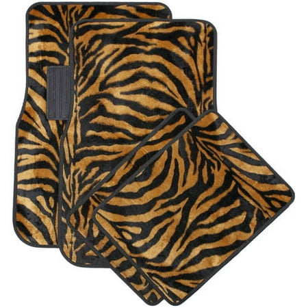 OxGord Front & Back Seat Zebra/Tiger Stripe Carpet Mats for for Car/Truck/Van/SUV