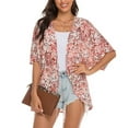 thumbnail image 5 of Leesechin Women's Cover Ups Ladies Print Chiffon Beach Cardigan Blouse Shawl Loose Tops Outwear, 5 of 9