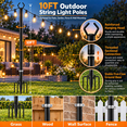 thumbnail image 4 of Pinshey® 2 Pack String Light Poles for Outside, Metal Outdoor String Light Poles for Hanging Lights, Light Pole for Backyard, Patio, Deck, Garden, Parties, Ground & Fence Mounting, 4 of 7