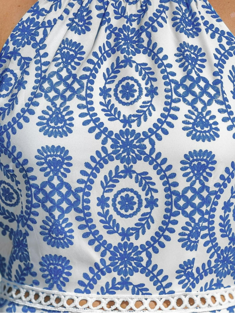CUPSHE Women's Beach Casual Blue & White Halterneck Sleeveless Midi Summer Dress - Walmart.com CUPSHE Women's Beach Casual Blue & White Halterneck Sleeveless Midi Summer Dress - Walmart.com