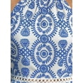 thumbnail image 2 of CUPSHE Women's Midi Dress Blue & White Ornate Halterneck Sleeveless Summer Dress, 2 of 5