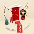 thumbnail image 5 of Shoreew 11Pcs Doll Houses Miniature Christmas Decor Set Plastic Tree Lights Wreath Mailbox Fairy Doors DIY Scene Kit Red Themed Accessories for 1:12 Scale Models, 5 of 6