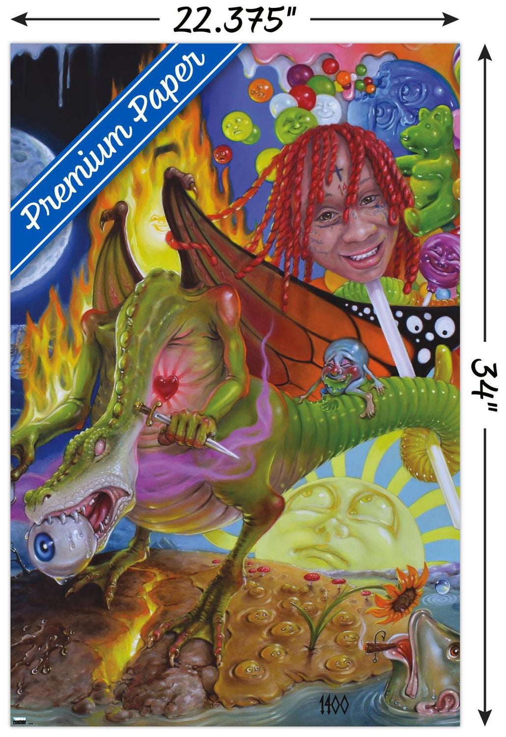 Trippie Redd - Trip at Knight Album Cover Wall Poster with Magnetic Frame, 22.375" x 34"