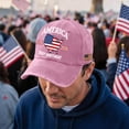 thumbnail image 2 of LNZGNM United States 250th Anniversary Hats for Men Women Washed Baseball Hat Adjustable Trucker Hat Casual Memorial Day Veterans Gifts,Pink, 2 of 5