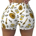 thumbnail image 2 of Lsque Honey Pattern High Waisted Biker Shorts for Women-Tummy Control Fitness Athletic Workout Running Yoga Gym Shorts,Moisture-Wicking-Small, 2 of 9