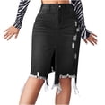 thumbnail image 2 of Maoxin Womens Skirts Women's Casual Denim High Waisted Hip Hugging Skirt ,Black,L, 2 of 4