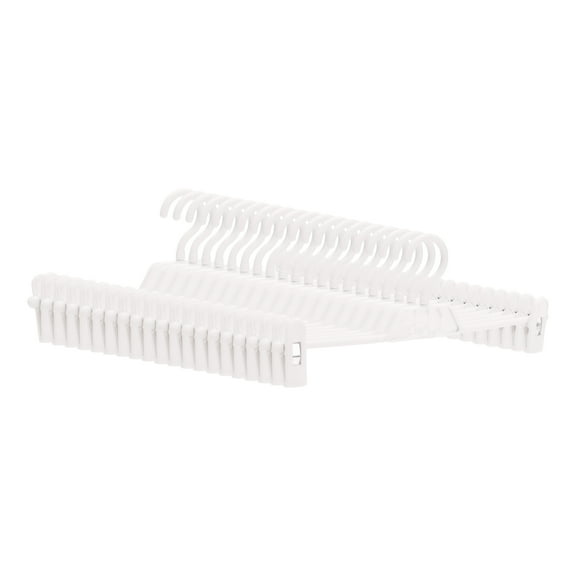 Unique Bargains Plastic Non-Slip Hangers Clothes Hangers with Pinch Clips 10 Packs White