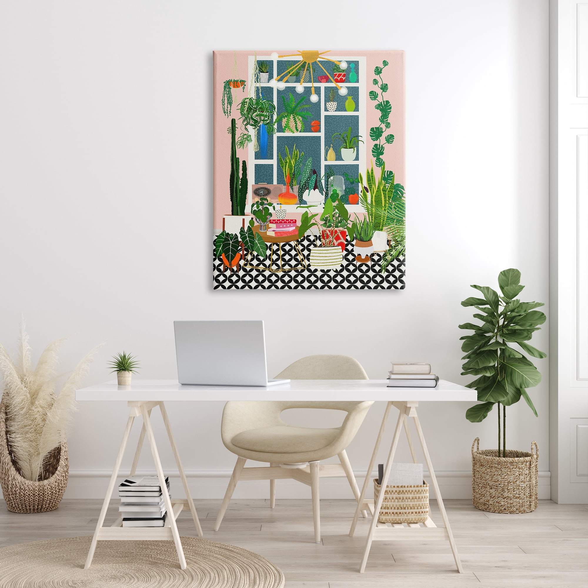 Stupell Industries Modern Chic Home Interior Plant Lover Sanctuary Botanical & Floral Painting Gallery Wrapped Canvas Print Wall Art, 36 x 48