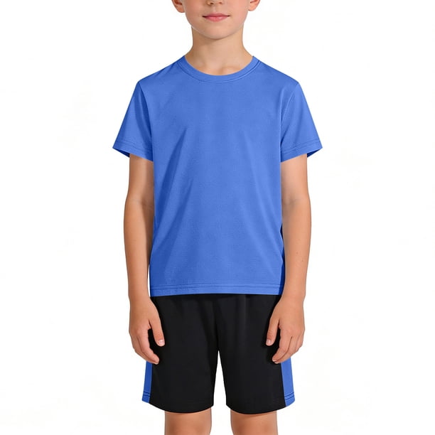 Odeerbi Niños Niñas Rápido Seco Hielo Malla de Seda Conjunto Atlético Color Bloque Camiseta Shorts Ropa Deportiva Conjunto Para 2-18 Años