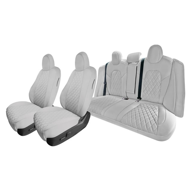 For 2017-2024 Tesla Model 3 FH Group Neoprene Waterproof Custom Fit Car Seat Covers Solid Gray - Full Set