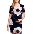 thumbnail image 1 of yoeyez Robes de Maternité pour Femmes Rose à Manches Courtes Col Rond Robe à Imprimé Floral Robes de Maternité Formelles de Fête Vêtements de Grossesse en Solde Multicolore,P, 1 of 6