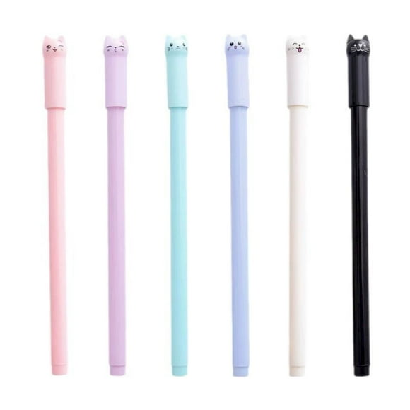 Prime Day Deals School Office Stationery 6PCs Gel Ink Pen Cute for Cat for Head Pens Sets for Creative Students Stationery School Prize Pens Chil Plastic(2ml)