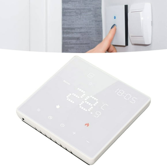 100-250VAC Smart WiFi Thermostat for Home Voice Control 7 Day Schedule App Remote Control C Wire Adapter White for Tuya