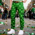 thumbnail image 2 of CONZONE St. Patrick's Day Mens Baggy Cargo Shorts Green Clover Graphic Buttons Cargo Pants for Men Lightweight Relaxed Fit Streetwear Workout Trousers With Pockets, 2 of 4