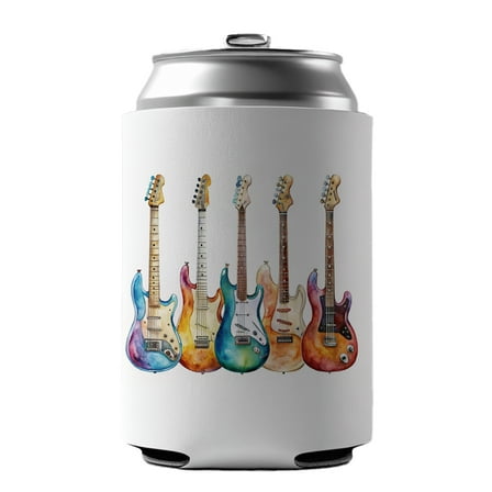 Rock And Roll Guitar Collection Watercolor Drink Beer Soda Insulated Sleeve Holder Can Cooler Hugger